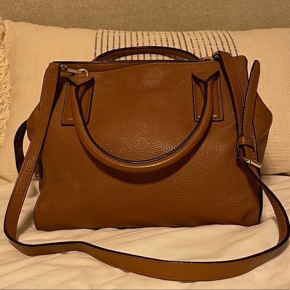 Michael Kors McKenna Medium Satchel in Brown Pebbled Leather - Picture 2 of 10